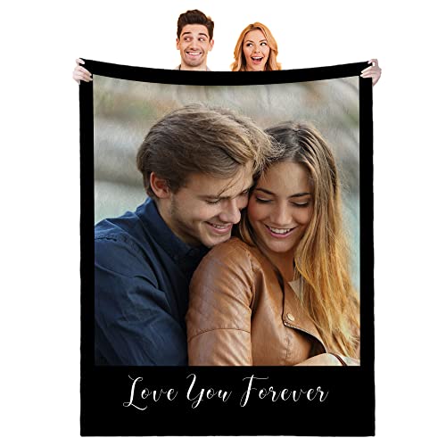 Lcyawer Custom Blankets with Photos, Personalized Picture Blanket Using My Own Photos, Gifts for Boyfriend, Girlfriend, Mothers Day, Mom, Dad, Family, Friends, Couples, I Love You Birthday Gifts