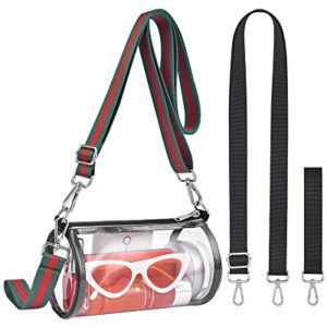 Clear Crossbody Bag Stadium Approved Clear Purse with 2 Shoulder Straps, Clear Round Handbag for Women Clear Concert Bag for Sport Event