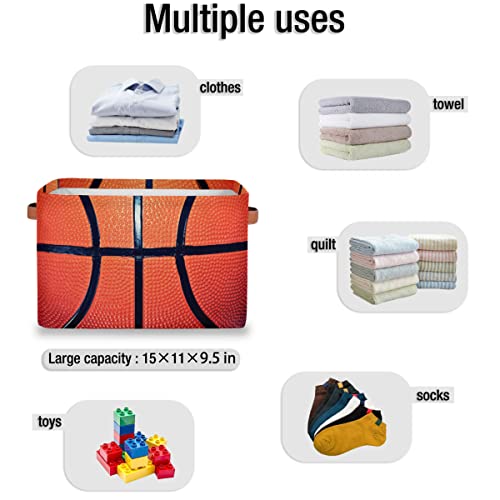 JXDXHCW Sport Ball Basketball Lace Storage Basket Cube Collapsible Canvas Sport Print Storage Bin for Organizing Shelves, Pantry, Closet, Girls Room, Clothes, Toys