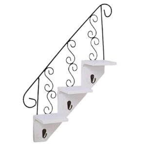 countoozq vintage wall floating shelves strong bearing wall mounted flower shelf iron art decorative shelf background ornament wall storage rack for bathroom, living room,white