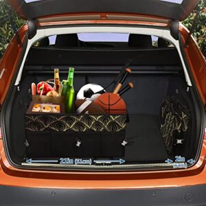 BOLIMAO Car Trunk Organizer Yellow Gold Modern Floral Pattern Back Seat Large Storage Bag with Detachable Dividers Collapsible Trunk Cargo Organizer Tote Bag for Groceries SUV Camper Camping Picnic