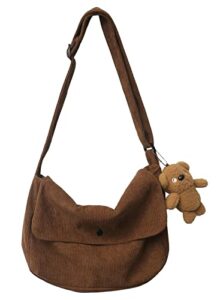 corduroy messenger bag hobo bag for women large capacity shoulder bag handbags chic stylish crossbody bag tote bag