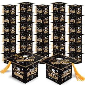 graduation party favor 36 pcs graduation candy boxes black gold class of 2023 congrats grad cap shaped favor boxes sweet chocolate gift box with tassels for 2023 graduation gifts ceremony party decoration