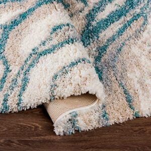 Mark&Day Area Rugs, 8x10 La Grange Modern Aqua Area Rug, Blue/Grey/Beige Carpet for Living Room, Bedroom or Kitchen (7'10" x 10')