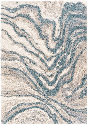 Mark&Day Area Rugs, 8x10 La Grange Modern Aqua Area Rug, Blue/Grey/Beige Carpet for Living Room, Bedroom or Kitchen (7'10" x 10')