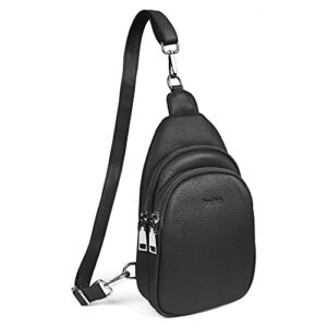 befen genuine leather crossbody bags for women,medium sling bag fanny packs cell phone purse for women men walking – medium black