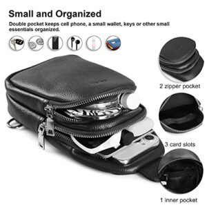 befen Genuine Leather Crossbody Bags for Women,Medium Sling Bag Fanny Packs Cell Phone Purse for Women Men Walking - Medium Black