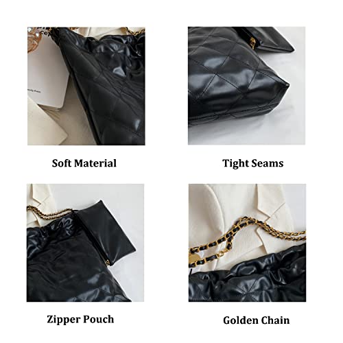 Quilted Handbags for Women Designer Tote Bag Leather Shoulder Purses Black Luxury Hobo Bags Girls Ladies