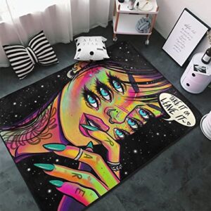yuxixi non-slip area rugs home decor outer space art mystery black girl floor mat living room bedroom carpets doormats 60 x 39 inches