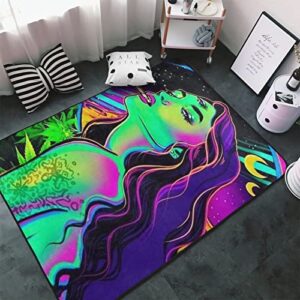 yuxixi non-slip area rugs home decor outer space trippy smoke cool spooky girl floor mat living room bedroom carpets doormats 60 x 39 inches