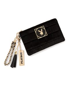 black playboy bunny pouch | officially licensed | exclusively at spencer’s | zipper closure | polyester | spot clean | imported | carry keys, id and more
