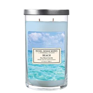 michel design works large tumbler candle with lid, beach