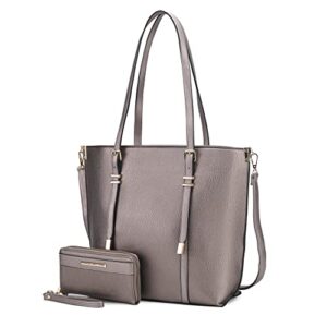 mkf collection tote bag & wallet for women, vegan leather handbag set-top- handle purse