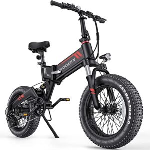 electric bike,20″x4″ electric bike for adults fat tire 500w 20mph ebike foldable adult electric bicycles electric mountain bike with 48v 10ah removable battery, dual shock absorber, shimano 7-speed
