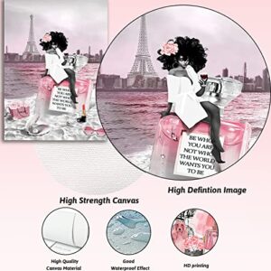 6 Pieces of African American Wall Art Black Girl Pink Fashion Wall Decor Teen Girl Woman Modern Room Poster Printing Picture Painting Living Room Bedroom Bathroom Home Decoration Gift Unframed