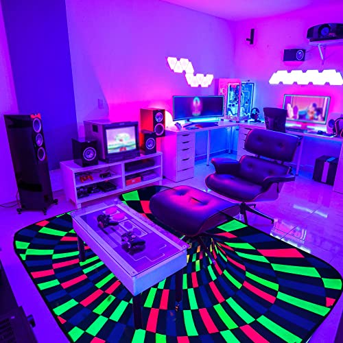 3D Optical Illusion Area Rug Blacklight Vortex Rugs Black Hole Stereo Carpet Glow in The Dark Gaming Room Decor Rugs Playroom Non-Slip Rug for Living Room Bedroom 60x39 in