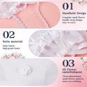 4 Pcs Satin Bridal Wedding Money Bag Wedding Satin Gift Bag Bridal Showers Handbag with Pearl White Bridesmaid Bridal Satin Flower Decorated Bag for Wedding Favor Dollar Dance Bridal Purse