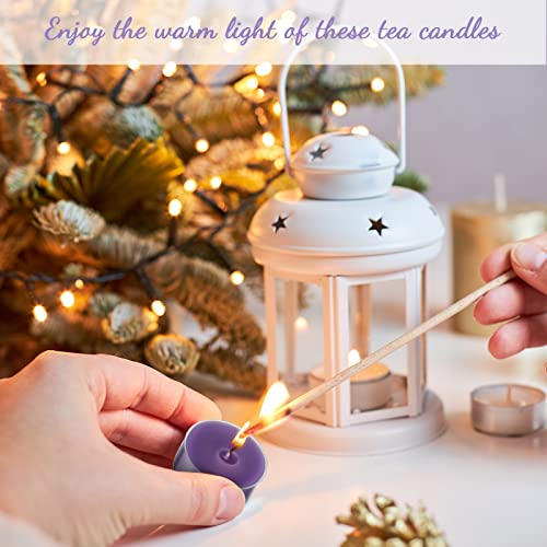 24 Pcs Lavender Tealight Candle Scented Mini Tea Lights Smokeless Long Burning Clear Cup Candles Votive Candles Aromatherapy with 3 to 4 Burn Hours for Stress Relief Relaxation Spa Bath