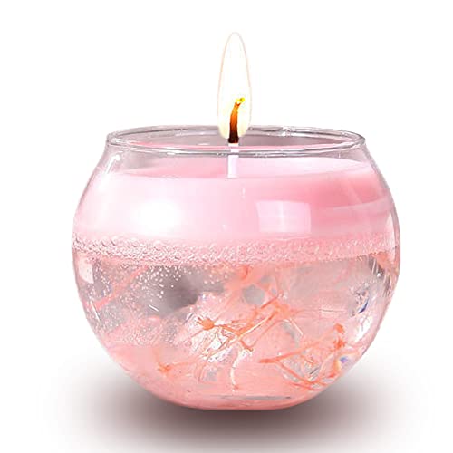 Trooweal Floral Scented Candles with Dried Flowers, Aesthetic Decorative Candles Gifts for Women, Terrarium Candle, Birthday Mothers Day Gifts, Pink