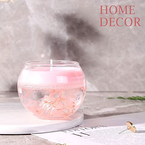 Trooweal Floral Scented Candles with Dried Flowers, Aesthetic Decorative Candles Gifts for Women, Terrarium Candle, Birthday Mothers Day Gifts, Pink