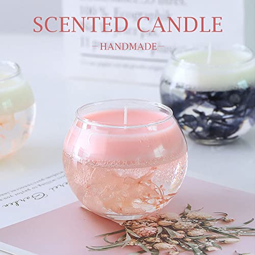 Trooweal Floral Scented Candles with Dried Flowers, Aesthetic Decorative Candles Gifts for Women, Terrarium Candle, Birthday Mothers Day Gifts, Pink