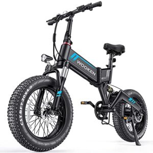 Wooken Electric Bike, 20'' Fat Tire Electric Bike for Adults, 500W Folding Electric Bike with 48V 10Ah Battery, Shimano 7 Speed Gears, Dual Shock Absorber, 20MPH Ebike for Commute Mountain Beach Snow
