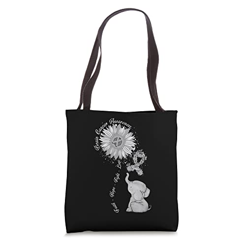 Elephant Faith Hope Fight Love Brain Cancer Awareness Tote Bag