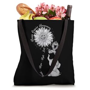 Elephant Faith Hope Fight Love Brain Cancer Awareness Tote Bag