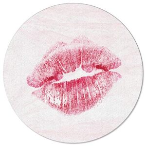 Valentine's Day Round Area Rug 4 Feet Sexy Lips Print Happy Non Slip and Washable Cute Circle Carpets Nursery Rug for Indoor Kids Baby Bedroom Living Room Entryway Home Decor