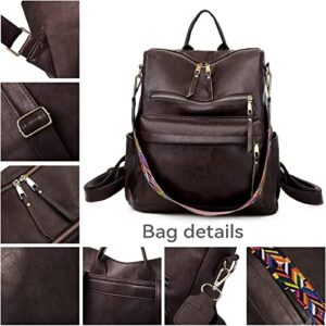 Leather Backpack Purse Women PU Leather Medium Size Backpack Fashion Theft Handbags and Shoulder Bag Travel Bags