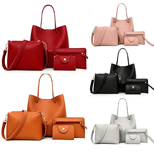 Tote Bag for Women 2023 in Leather Handbags 4pcs Hobo Bags Ladies Fashion Purse Shoulder Bags Girls Faux Satchel Purse