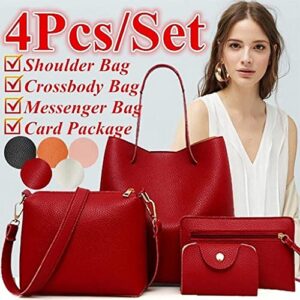 Tote Bag for Women 2023 in Leather Handbags 4pcs Hobo Bags Ladies Fashion Purse Shoulder Bags Girls Faux Satchel Purse