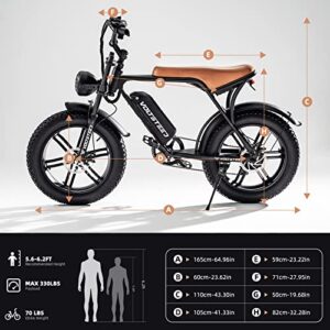 UDON VOLTSTEED Electric Bike, Peak 1000W Motor 48V 15Ah Removable Battery Ebike, 20" x 4.0 Fat Tire Electric Bicycles, 28MPH 30-80Miles Electric Bike, Shimano 7-Speed Electric Bike for Adults