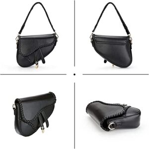 JBB Women Saddle Shoulder Bag Knit Underarm Crossbody Bag Vintage Satchel Handbag small Purse