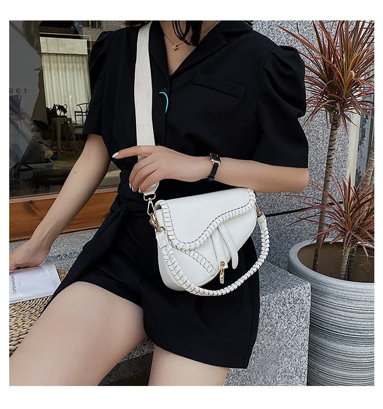 JBB Women Saddle Shoulder Bag Knit Underarm Crossbody Bag Vintage Satchel Handbag small Purse