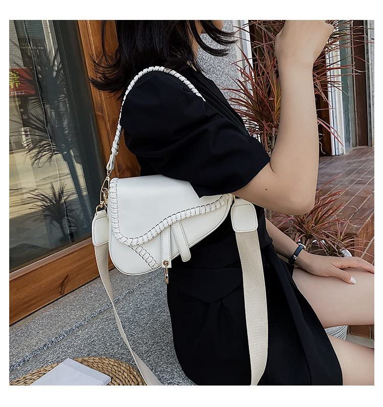 JBB Women Saddle Shoulder Bag Knit Underarm Crossbody Bag Vintage Satchel Handbag small Purse