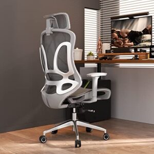 ergoup ergonomic office chair computer desk chiar mesh high grey desk chair, mesh computer chair with adjustable lumbar support, rocking executive swivel chair for home