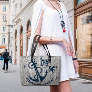 Womens Handbag Skull And Anchor Leather Tote Bag Top Handle Satchel Bags For Lady