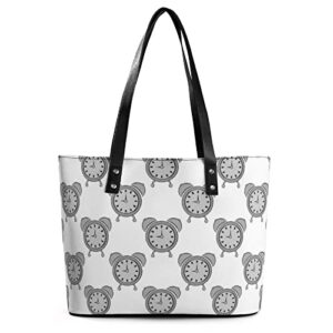 womens handbag alarm clock leather tote bag top handle satchel bags for lady