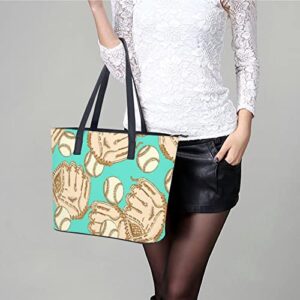 Womens Handbag Baseball Ball And Glove Leather Tote Bag Top Handle Satchel Bags For Lady