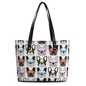 womens handbag dogs pattern leather tote bag top handle satchel bags for lady