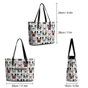 Womens Handbag Dogs Pattern Leather Tote Bag Top Handle Satchel Bags For Lady