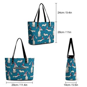 Womens Handbag Dogs Pattern Leather Tote Bag Top Handle Satchel Bags For Lady