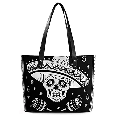 Womens Handbag Skull Leather Tote Bag Top Handle Satchel Bags For Lady