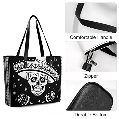 Womens Handbag Skull Leather Tote Bag Top Handle Satchel Bags For Lady