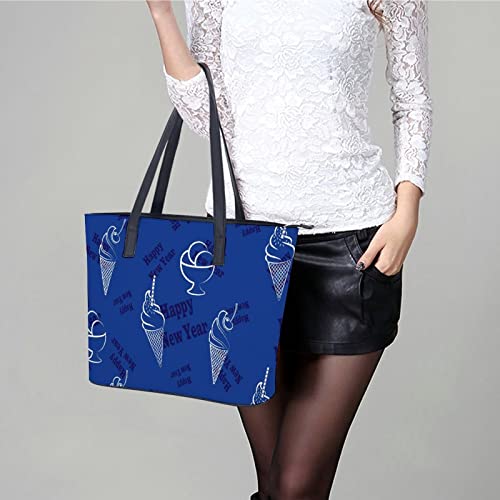 Womens Handbag Ice Cream Pattern Leather Tote Bag Top Handle Satchel Bags For Lady