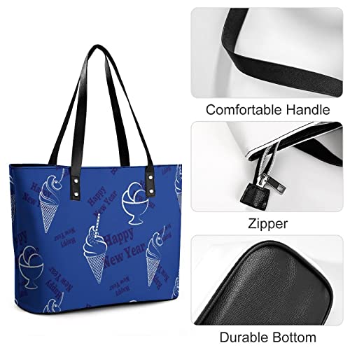 Womens Handbag Ice Cream Pattern Leather Tote Bag Top Handle Satchel Bags For Lady