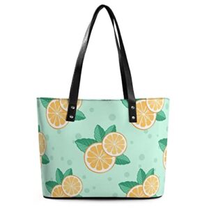 womens handbag orange leather tote bag top handle satchel bags for lady