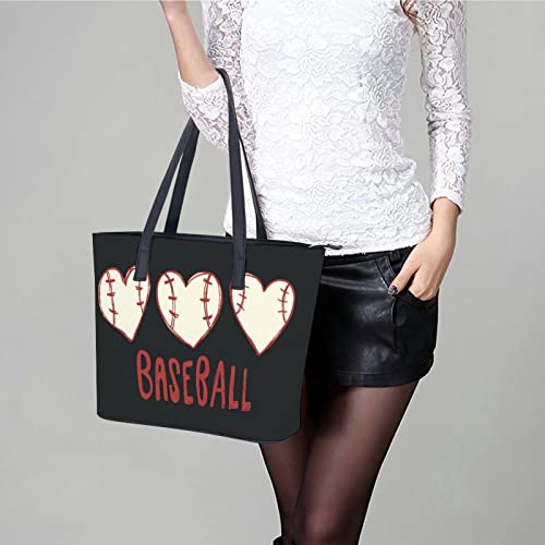 Womens Handbag Baseball Leather Tote Bag Top Handle Satchel Bags For Lady