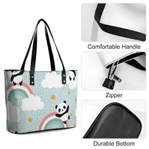 Womens Handbag Panda Patterns Leather Tote Bag Top Handle Satchel Bags For Lady